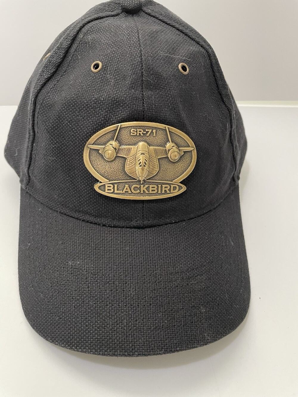 Lockheed SR-71 Blackbird Ball Cap Metal Front Plate OS Strapback Hat Black